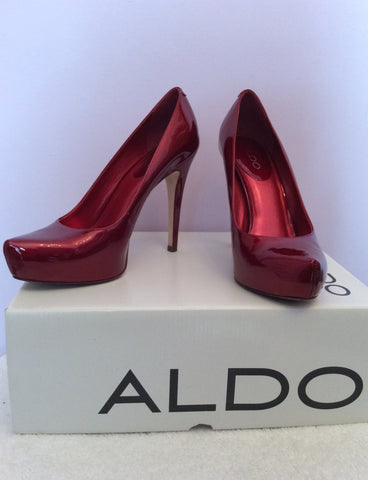 Aldo Dark Red Patent Leather Platform Sole Heels Size 5/38 - Whispers Dress Agency - Sold - 1