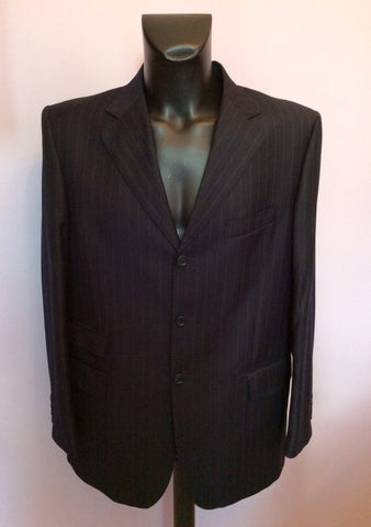 Smart Jaeger Dark Blue Pinstripe Wool Suit Size 44L/36W - Whispers Dress Agency - Sold - 2