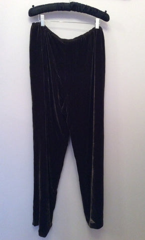 Jaeger Dark Olive Green Velvet Trousers Size 14 - Whispers Dress Agency - Womens Trousers - 2