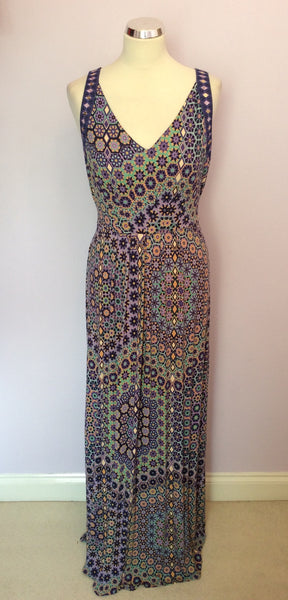 Brand New Monsoon Purple Print Maxi Dress Size 14 - Whispers Dress Agency - Sold - 1