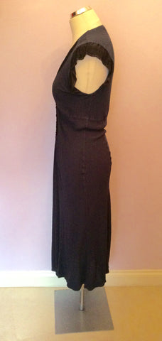 GHOST DARK BLUE & BLACK TRIM DRESS SIZE 10 - Whispers Dress Agency - Womens Dresses - 3
