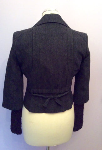 All Saints Anthracite Grey Wool Blend Jacket With Knitted Sleeves Size 8 - Whispers Dress Agency - Sold - 4