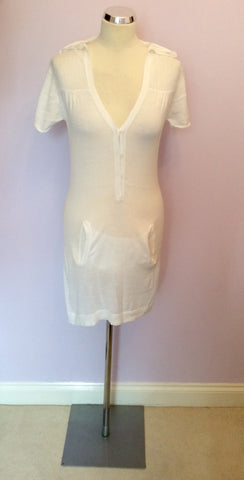 Odabash White Cotton Hooded Beach Cover Up Dress Size M - Whispers Dress Agency - Womens Swim & Beachwear - 1