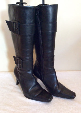 Bata Black Leather Buckle Trim Boots Size 5/38 - Whispers Dress Agency - Womens Boots - 1