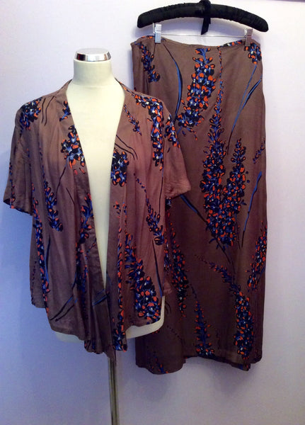 Great Plains Brown Print Top/Jacket & Long Skirt Size M, UK 16 - Whispers Dress Agency - Womens Suits & Tailoring - 1