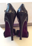 FAITH BLACK SUEDE & PATENT LEATHER T BAR HEELS Size 6/39 - Whispers Dress Agency - Womens Heels - 5