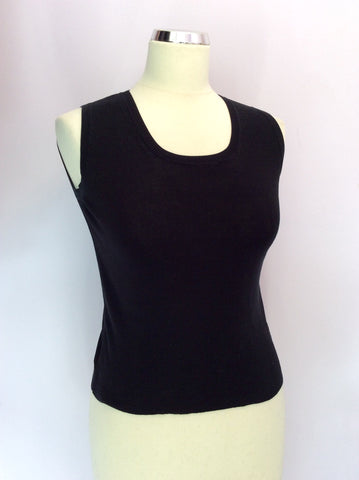 Jigsaw Black Silk Fine Knit Sleeveless Top Size S - Whispers Dress Agency - Sold - 1