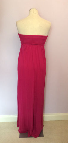 TED BAKER PINK STRAPLESS LONG MAXI DRESS SIZE 1 UK XS - Whispers Dress Agency - Womens Dresses - 2