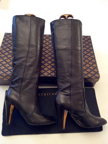 Patrick Cox Black Leather Knee Length Boots Size 5/38 - Whispers Dress Agency - Sold - 1
