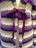 Avoca Anthology Purple, White, Grey & Green Stripe Long Cardigan Size 1 UK S