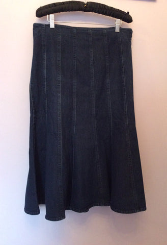 LK Bennett Blue Denim Fluted Hem Skirt Size 14 - Whispers Dress Agency - Womens Skirts - 1