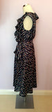 Laura Ashley Dark Blue Floral Print Frill Trim Dress Size 14 - Whispers Dress Agency - Sold - 2