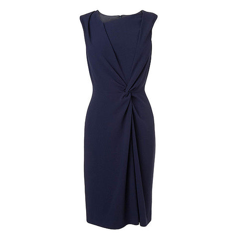 LK Bennett Dark Blue Adele Twist Front Crepe Dress Size 14 - Whispers Dress Agency - Womens Dresses - 4
