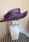 Snoxell Gwyther Dark Lilac / Mauve Wide Brim Flower Trim Formal Hat - Whispers Dress Agency - Womens Formal Hats & Fascinators - 2