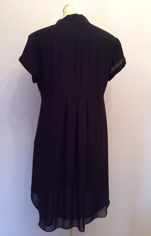 Ted Baker Black Pleated Trim Tea Dress Size 4 UK 12 - Whispers Dress Agency - Sold - 4
