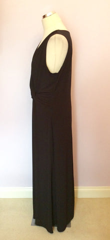 KALIKO BLACK TWIST FRONT V NECKLINE MAXI DRESS SIZE 18 - Whispers Dress Agency - Sold - 3