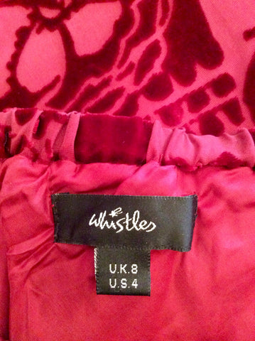 Whistles Dark Red / Wine Embossed Silk Blend Skirt Size 8 - Whispers Dress Agency - Womens Skirts - 3