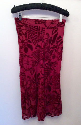 Whistles Dark Red / Wine Embossed Silk Blend Skirt Size 8 - Whispers Dress Agency - Womens Skirts - 1