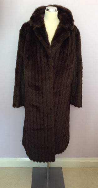 Astraka Dark Brown Faux Fur Coat Size M Approx. - Whispers Dress Agency - Womens Coats & Jackets - 1