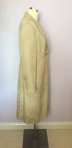 Windsmoor Pale Gold Embossed Print Dress & Coat Suit Size 10/12 - Whispers Dress Agency - Sold - 3