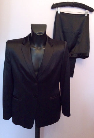 Giorgio Armani Black Wool & Silk Satin Occasion Suit Size 40R /34W/ 32L - Whispers Dress Agency - Sold - 1