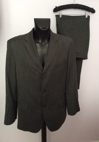 Smart FCUK Formal Grey Pinstripe 100% Wool Suit Size 44R/38W - Whispers Dress Agency - Mens Suits & Tailoring - 1
