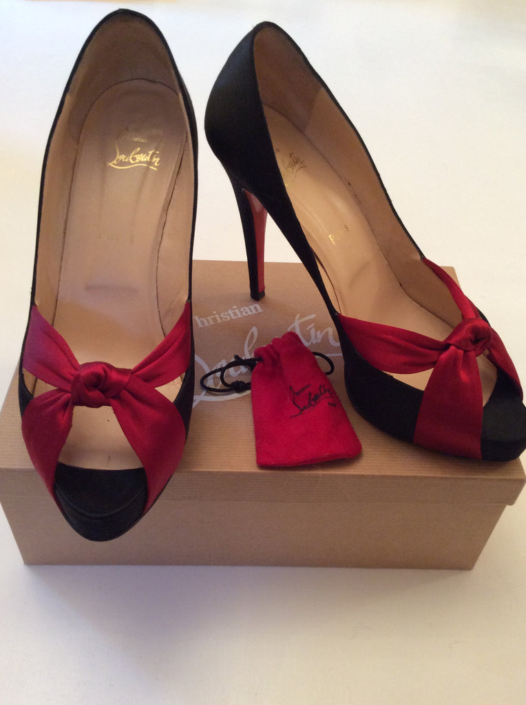 Red satin 2024 peep toe heels
