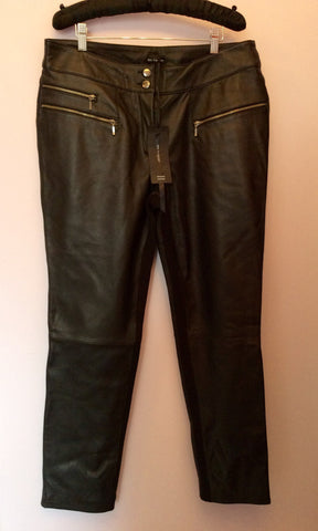Brand New Marks & Spencer Autograph Black Leather Trousers Size 16 - Whispers Dress Agency - Sold - 1