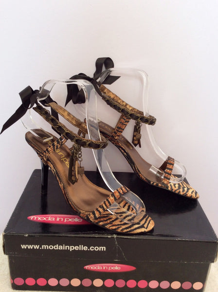 Brand New Moda In Pelle Tiger Print Ribbon & Charms Sandal Size 3.5/36 - Whispers Dress Agency - Womens Sandals - 1