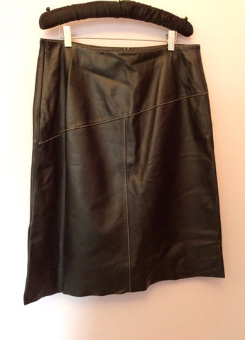 Brand New Per Una Black Leather Skirt Size 16 - Whispers Dress Agency - Sold - 2