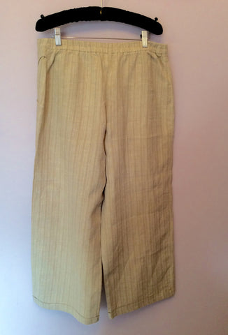 Oska Beige Striped Linen Asymmetric Top & Crop Trouser Set Size III UK 14 - Whispers Dress Agency - Sold - 6