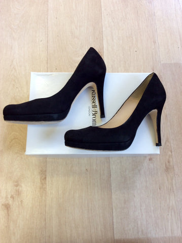 RUSSELL & BROMLEY BLACK SUEDE PLATFORM HEELS SIZE 6/39 - Whispers Dress Agency - Sold - 4