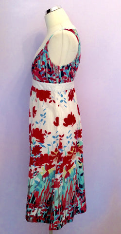 Monsoon White & Floral Print Cotton Summer Dress Size 12 - Whispers Dress Agency - Womens Dresses - 2