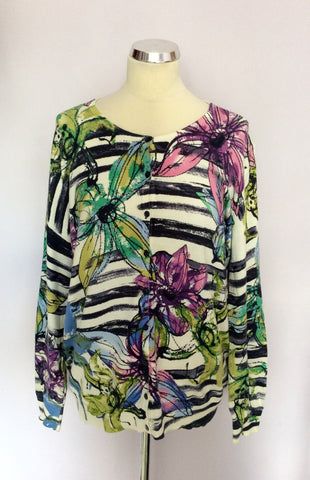 GERRY WEBER MULTI COLOURED FLORAL PRINT COTTON CARDIGAN SIZE 18 - Whispers Dress Agency - Sold - 1