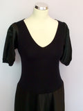 Betty Jackson Black Fine Knit & Satin Dress Size 12 - Whispers Dress Agency - Womens Dresses - 2