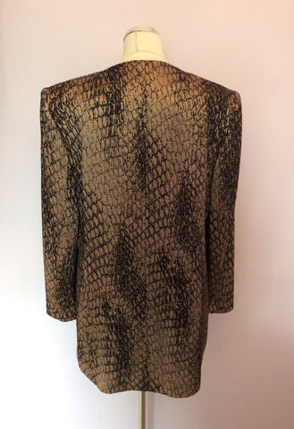 Vintage Jaeger Bronze & Black Print Long Jacket Size 16 - Whispers Dress Agency - Sold - 3