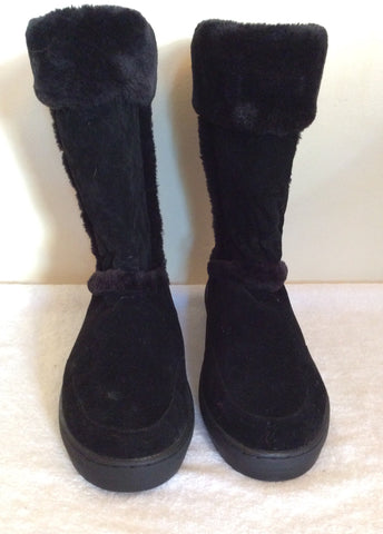 Brand New Dash Black Faux Suede Fur Trim Boots Size 6/39 - Whispers Dress Agency - Sold - 2