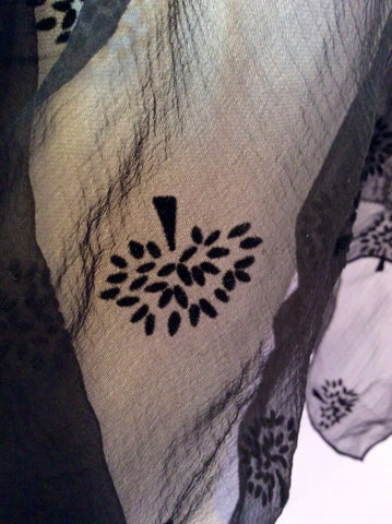Genuine Mulberry Black Silk Tree Print Scarf - Whispers Dress Agency - Sold - 4