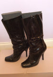 Jimmy Choo Brown Crushed Patent Leather Calf Length Boots Size 5.5 /38.5 - Whispers Dress Agency - Womens Boots - 3