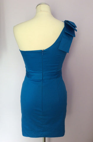 French Connection Turquoise Blue Bow Trim One Shoulder Dress Size 8 - Whispers Dress Agency - Womens Special Occasion - 3