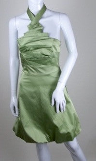 Karen Millen Light Green Satin Occasion Dress Size 8 - Whispers Dress Agency - Womens Dresses - 1