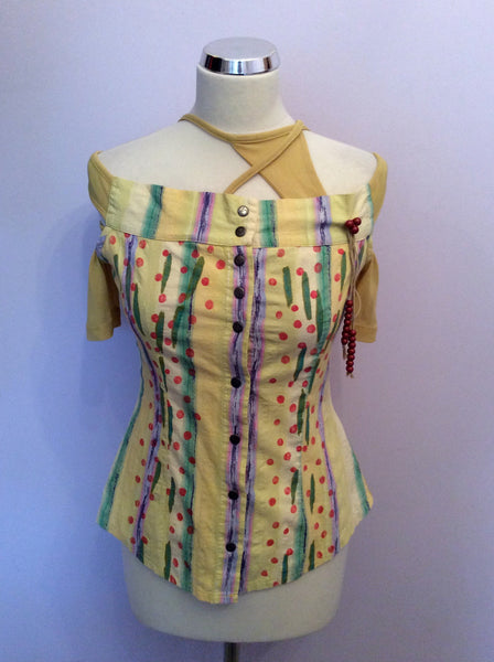 SAVE THE QUEEN YELLOW PRINT STRAPPY TOP SIZE M - Whispers Dress Agency - Sold - 1