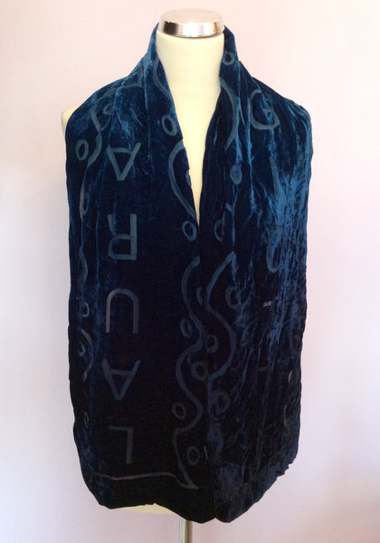 Laura Biagiotti Blue Velvet Scarf - Whispers Dress Agency - Womens Scarves & Wraps - 1