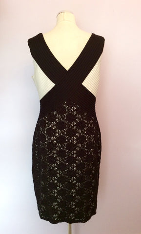 Gina Bacconi Black & White Lace Skirt Occasion Dress Size 16 - Whispers Dress Agency - Sold - 4