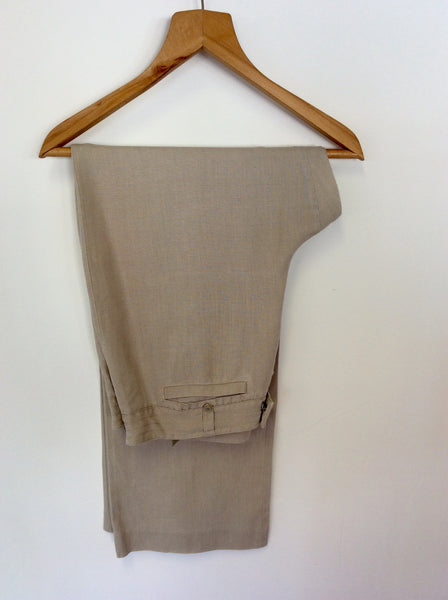 JAEGER BEIGE LINEN TROUSERS SIZE 16 - Whispers Dress Agency - Trousers - 1