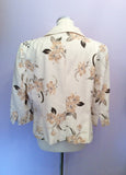 Minuet Cream & Brown Floral Print Silk & Linen Jacket Size 18 - Whispers Dress Agency - Womens Coats & Jackets - 2