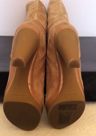 Karen Millen Camel Suede Knee Length Boots Size 7/40 - Whispers Dress Agency - Womens Boots - 7