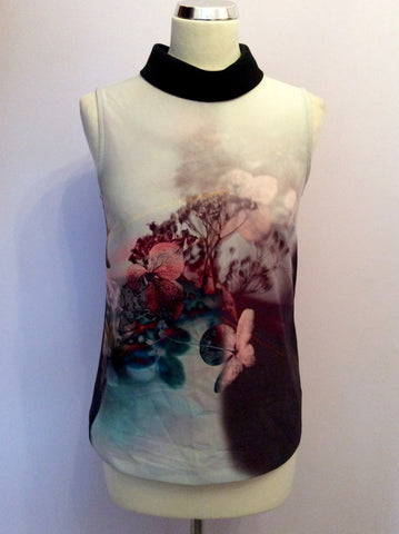 COAST LIGHT GREY FLORAL PRINT SLEEVELESS TOP SIZE 8 - Whispers Dress Agency - Womens Tops - 1