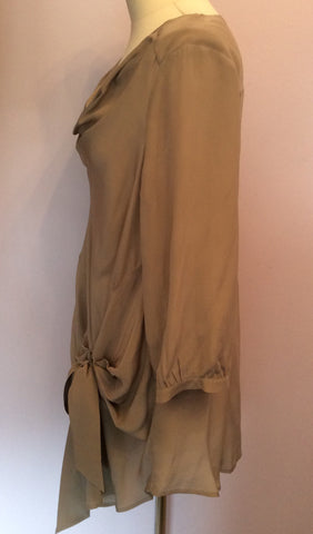 Mint Velvet Beige Silk Bow Trim Top Size 16 - Whispers Dress Agency - Sold - 2