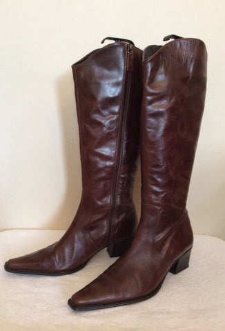 Marks & Spencer Dark Brown Leather Knee High Boots Size 8/42 - Whispers Dress Agency - Womens Boots - 2
